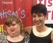 Anna gets a gong Anna Kennedy (right) with AGT singer Carly Ryan at the Autism Show.
