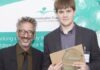 Awards for best practice in SLCN Young Person of the year Jonathan Middleditch with awards host David Baddiel.