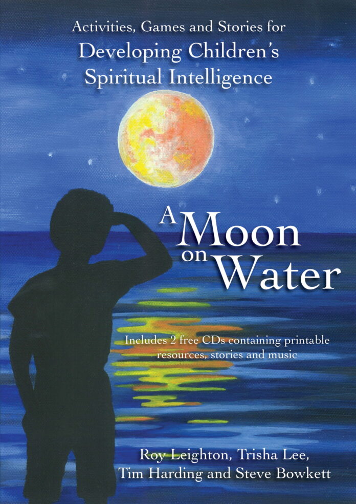 24.99_MoonWater-1 The cover of the book, with a moon reflected in some water and a child looking at the moon