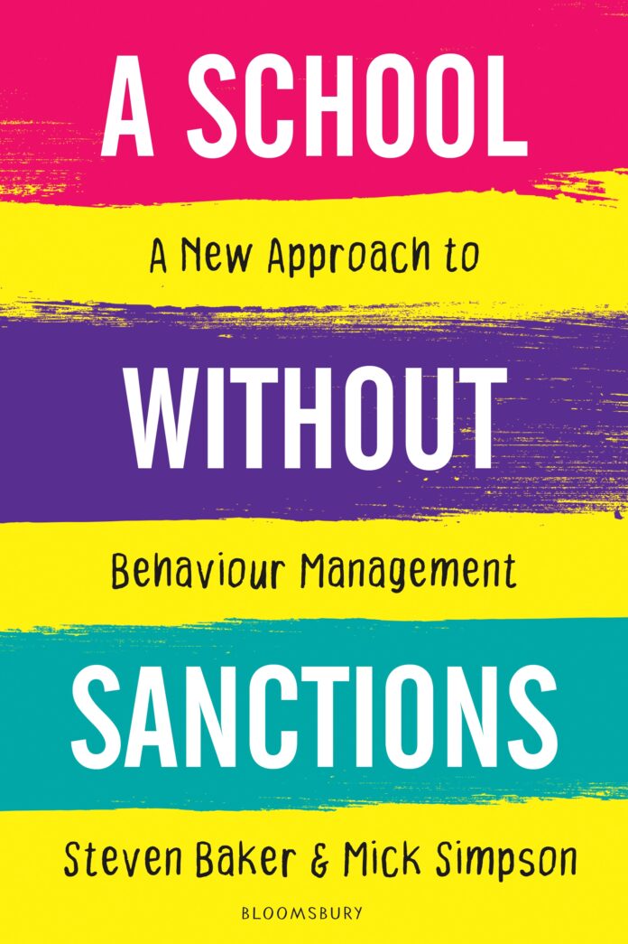 SchoolSanctions 19.99 The cover of 'A school without sanctions', with red, purple, green and yellow stripes.