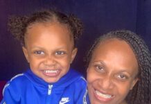 Be the change in 2021 Venessa and her grandson, who is wearing a blue hoodie, with two buns on his head
