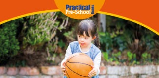 A Practical Guide For All Providers of early Years Education Caring for Children with SEND the cover of 'special educational needs in practice' with a girl in a blue dress throwing a basketball.